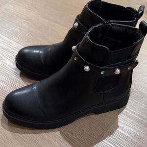 Marc Fisher Black Kids Boots with Pearl Accents